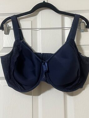 Elomi Navy Underwire Full Coverage Bra with Lace Trim